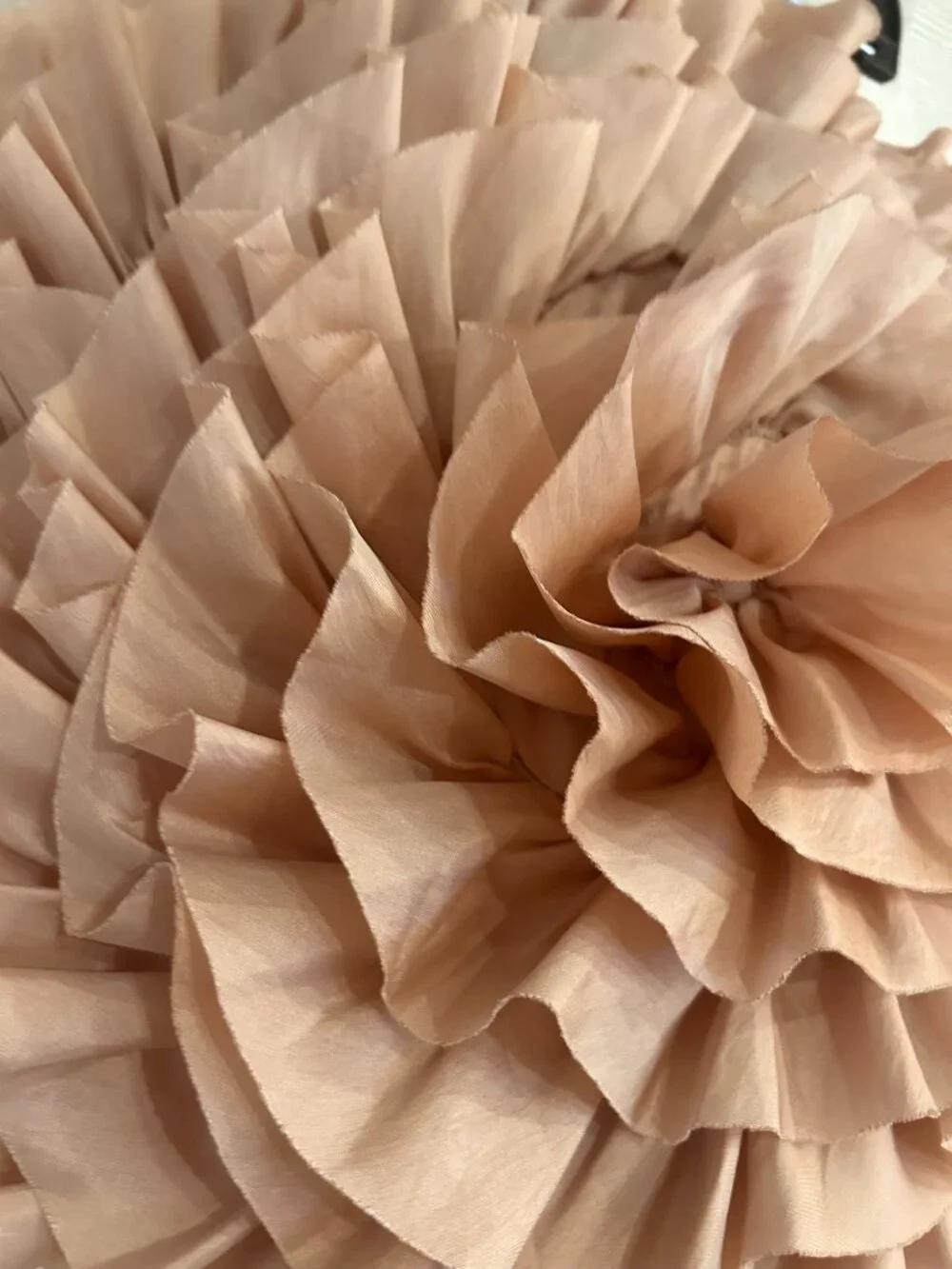 Pier 1 Pink Satin Ruffled Round Pillow 16 inches